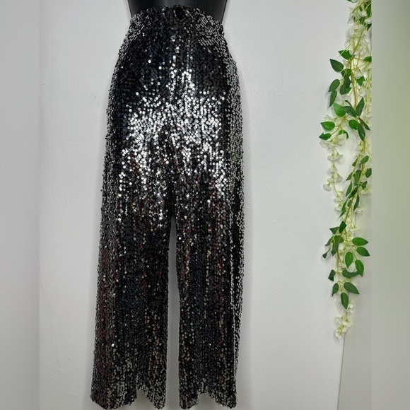 Anthropologie The Colette Cropped Wide-Leg Sequin Pants - Picture 2 of 13